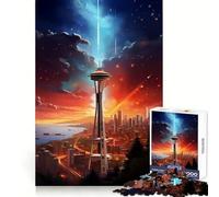 Rompecabezas Space Needle Seattle Paint de 1000 Piezas para Adultos Juguete para ejercitar la Mente Imagen Suave y Relajante para armar Un Regalo Encantador (38x26cm)