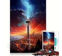Rompecabezas Space Needle Seattle Paint para Adultos, 1000 Piezas, Juego Inteligente, Divertido y Relajante, Ideal para armar, Regalo preciado (50x75cm)