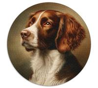 Rompecabezas Spaniel Breton 1000 piezas Ronda Plan Cercano Animal Lindo Puzzles Creativos para Adultos 1000 piezas (67,5x67,5 cm)