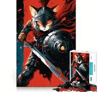 Rompecabezas Spartan Cat de 1000 Piezas para Adultos y Adolescentes Juguete para el Tiempo Libre Bordes precisos Decoración de Pared 38x26cm
