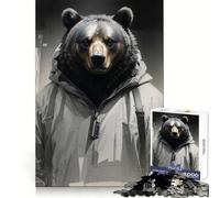 Rompecabezas Splash Bnw Oso Animal de 1000 Piezas para Adultos y Adolescentes Juguete Mental para calmar y Relajarse Corte Premium Regalo sincero 50x75cm