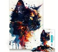 Rompecabezas Splash Watercolor Cat de 1000 Piezas para Adultos Juego Inteligente para aliviar el estrés, patrón de Montaje, Sorpresa navideña 50x75cm