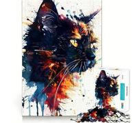 Rompecabezas Splash Watercolor Cat para Adultos, 1000 Piezas, Juguete Inteligente, Juego Relajante, Arte de Corte preciso, Coleccionable 38x26cm