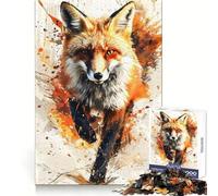 Rompecabezas Splash Watercolor Fox de 1000 Piezas para Adolescentes, Juguete para ejercitar la Mente, Actividad para el hogar, Regalo nítido y conmovedor 50x75cm