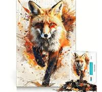 Rompecabezas Splash Watercolor Fox de 1000 Piezas para Adolescentes, Juguete para ejercitar la Mente, Actividad para el hogar, Regalo nítido y conmovedor 50x75cm