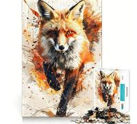 Rompecabezas Splash Watercolor Fox de 1000 Piezas para Adolescentes Mejora la Memoria, Alivia el estrés, Corte Premium, Regalo preciado 38x26cm