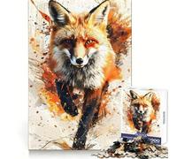 Rompecabezas Splash Watercolor Fox de 1000 Piezas para Adolescentes Mejora la Memoria, Alivia el estrés, Corte Premium, Regalo preciado 38x26cm