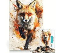 Rompecabezas Splash Watercolor Fox para Adolescentes, 1000 Piezas, lógica Clara, diversión Tranquila, Corte, cálida Sorpresa 38x52cm