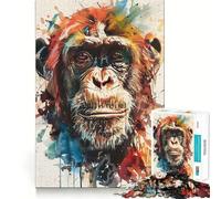Rompecabezas Splash Watercolor Monkey Teenager de 1000 Piezas Refuerza la Memoria Sencillo, Divertido, de Calidad Regalo Memorable 38x52cm