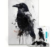 Rompecabezas Splash Watercolor Raven de 1000 Piezas para Adultos Mejora la Memoria, relaja la Mente Bordes precisos Lista de Deseos de Santa Claus 38x52cm