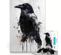 Rompecabezas Splash Watercolor Raven de 1000 Piezas para Adultos y Adolescentes Juguete para el Tiempo Libre Decoración de Pared con Bordes precisos 38x26cm