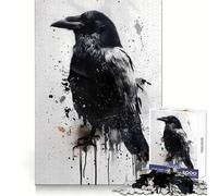 Rompecabezas Splash Watercolor Raven de 1000 Piezas para Adultos y Adolescentes Juguete para el Tiempo Libre Decoración de Pared con Bordes precisos 38x26cm