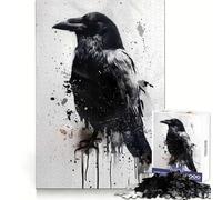Rompecabezas Splash Watercolor Raven para Adolescentes, 1000 Piezas, Juguete de lógica Resistente, antiestrés, Borde Transparente, Regalo clásico 50x75cm