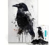 Rompecabezas Splash Watercolor Raven para Adolescentes, 1000 Piezas, Juguete de lógica Resistente, antiestrés, Borde Transparente, Regalo clásico 50x75cm