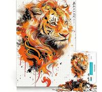 Rompecabezas Splatter Tiger de 1000 Piezas para Adolescentes Juguete para desarrollar la Mente, diversión y Entretenimiento Diseño Elegante para armar Regalo Ideal 50x75cm