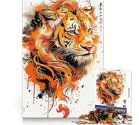 Rompecabezas Splatter Tiger de 1000 Piezas para Adolescentes Juguete para desarrollar la Mente, diversión y Entretenimiento Diseño Elegante para armar Regalo Ideal 50x75cm