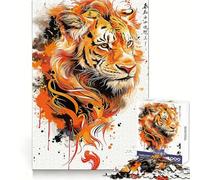 Rompecabezas Splatter Tiger de 1000 Piezas para Adolescentes Refuerza la Memoria Tranquilo y Sereno Borde de Calidad Regalo Ideal para Navidad 38x52cm