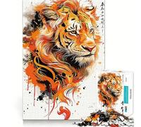 Rompecabezas Splatter Tiger de 1000 Piezas para Adolescentes Refuerza la Memoria Tranquilo y Sereno Borde de Calidad Regalo Ideal para Navidad 38x52cm