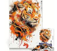 Rompecabezas Splatter Tiger para Adultos, 1000 Piezas, Juguete Inteligente, Juego Relajante, Arte de Corte preciso, Coleccionable 38x26cm