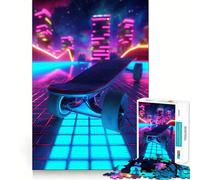 Rompecabezas Sport Neon Skateboard de 1000 Piezas para Adolescentes, Juguete para ejercitar la Mente, Actividad para el hogar, Regalo nítido y sincero 50x75cm