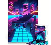 Rompecabezas Sport Neon Skateboard de 1000 Piezas para Adultos Juguete Inteligente para divertirse en Interiores Corte Suave Elige tu Deseo de Papá Noel 38x52cm