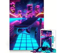 Rompecabezas Sport Neon Skateboard de 1000 Piezas para Adultos, Juguete para la Mente, Juego Relajante, Bordes precisos, Regalo conmovedor 38x26cm