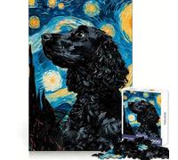 Rompecabezas Starry Cocker Spaniel de 1000 Piezas para Adultos Mejora la Memoria, relaja la Mente, Bordes precisos, Lista de Deseos de Santa Claus 38x52cm