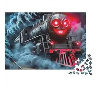 Rompecabezas Steam Train Navidad 1000 Piezas para Adultos Tren Fantasma Aterrador con Ojos Rojos Brillantes Premium Grueso Robusto Vibrante Desafiante Regalo 70x50cm/1000pcs