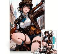 Rompecabezas Steampunk Anime Chica con Rifle de 1000 Piezas para Adultos Juguete de Rompecabezas Calma, relajación, Corte Limpio Decoración de Pared 38x26cm