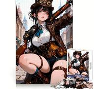 Rompecabezas Steampunk Anime Chica con Rifle de 1000 Piezas para Adultos Juguete de Rompecabezas Calma, relajación, Corte Limpio Decoración de Pared 38x26cm