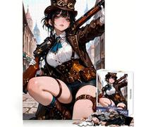 Rompecabezas Steampunk Anime Chica con Rifle para Adultos, 1000 Piezas, Rompecabezas Mental, Relajante, Divertido, Ensamblaje de Imágenes, Cálida Sorpresa 50x75cm