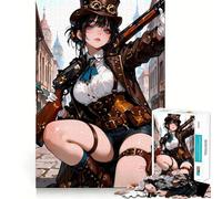 Rompecabezas Steampunk Anime Chica con Rifle para Adultos, 1000 Piezas, Rompecabezas Mental, Relajante, Divertido, Ensamblaje de Imágenes, Cálida Sorpresa 50x75cm