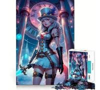 Rompecabezas Steampunk Anime Girl de 1000 Piezas para Adultos, Juguete para ejercitar la Mente, diversión compartida, Arte de Corte preciso 50x75cm