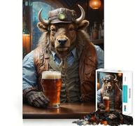 Rompecabezas Steampunk Beer Buffalo para Adolescentes, 1000 Piezas, Juguete de lógica Mental, Alivio del estrés, Corte Firme, Regalo de Santa Claus 50x75cm