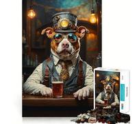 Rompecabezas Steampunk Beer Pitbull de 1000 Piezas para Adolescentes Juguete Inteligente para el hogar Corte preciso Regalo Original 50x75cm