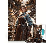 Rompecabezas Steampunk Chica con Alas Mecánicas 1000 Piezas para Adolescentes Recordar Mejorar Relajarse Mente Obra de Arte de Corte Claro 38x52cm