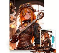 Rompecabezas Steampunk Chica con Llave Inglesa de 1000 Piezas para Adolescentes, Juego Mental, Juguete Antiestrés, Corte Íntimo, Regalo Artístico 50x75cm