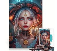 Rompecabezas Steampunk Chica Mecánica para Adolescentes, 1000 Piezas, Actividad para Desarrollar la Capacidad Mental, Regalo Festivo de Borde Exacto 38x52cm