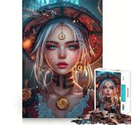 Rompecabezas Steampunk Chica Mecánica para Adolescentes, 1000 Piezas, Juego de Lógica, Diversión en Interiores, Pieza de Colección de Arte con Bordes Precisos 50x75cm