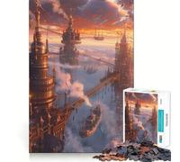 Rompecabezas Steampunk City al Atardecer, 1000 Piezas, para Adolescentes, Juguete Inteligente, pasatiempo en casa, Corte preciso, Regalo Original 38x26cm
