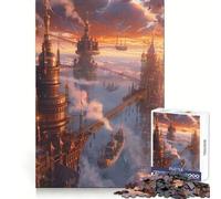 Rompecabezas Steampunk City al Atardecer de 1000 Piezas para Adultos Juguete para Pensar, Calma, relajación, decoración de Pared con Corte Limpio 50x75cm