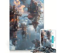 Rompecabezas Steampunk City Fantasy de 1000 Piezas para Adolescentes Juguete para ejercitar la Mente, relajación Mental, diseño y Montaje, Lista de Deseos de Papá Noel 38x52cm