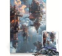 Rompecabezas Steampunk City Fantasy de 1000 Piezas para Adolescentes Recuerda, Mejora, Mente Tranquila, Arte de Corte Claro, Coleccionable 38x26cm