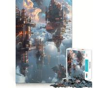 Rompecabezas Steampunk City Fantasy de 1000 Piezas para Adultos Regalos, Juguete para desarrollar la Habilidad y aliviar el estrés Corte preciso Lista de Deseos de Papá Noel 50x75cm