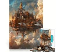 Rompecabezas Steampunk Ciudad en Las Nubes, 1000 Piezas para Adolescentes, Juguete para estimular la lógica, Juego Relajante, Arte de Borde Premium, Coleccionable 38x52cm
