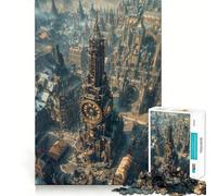 Rompecabezas Steampunk con torre del reloj y paisaje urbano para adolescentes, 1000 piezas, juguete para ejercitar la mente, actividad para el hogar, decoración de pared con corte de precisión 38x52cm