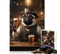 Rompecabezas Steampunk Craft Beer Pug de 1000 Piezas para Adultos Regalo Ideal para ejercitar la Mente Juguete Divertido y silencioso Diseño para armar 38x52cm