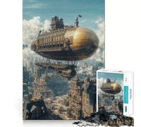 Rompecabezas Steampunk de 1000 Piezas con dirigible y Paisaje Urbano Regalo Ideal para Adultos Juguete para ejercitar la Mente y relajarla Arte para armar Regalo Memorable 38x52cm