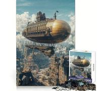 Rompecabezas Steampunk de 1000 Piezas con dirigible y Paisaje Urbano Regalo Ideal para Adultos Juguete para ejercitar la Mente y relajarla Arte para armar Regalo Memorable 38x52cm