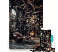 Rompecabezas Steampunk de 1000 Piezas con diseño de Biblioteca y sillón, Ideal para Adolescentes Relájate, Mejora tu Mente y CREA una Obra de Arte nítida 50x75cm